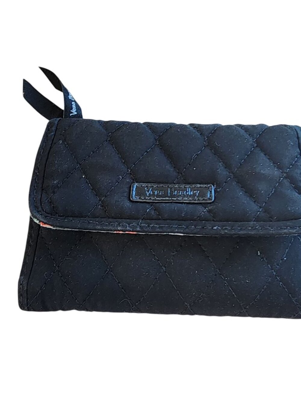 Vera Bradley Microfiber Quilted Wallet Black floral 5.5"x 4"